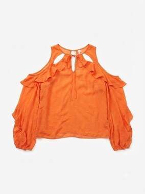 Jennifer Lopez cold shoulder ruffle sleeve top